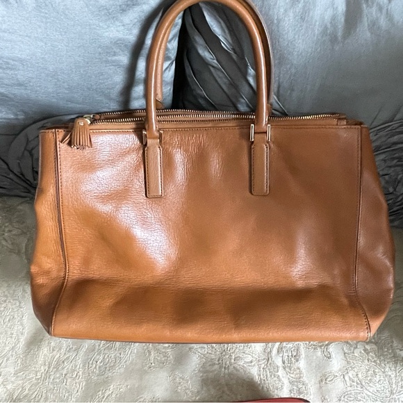 Anya Hindmarch leather satchel in tan leather - with 2 straps (with beach bag) - Picture 4 of 15